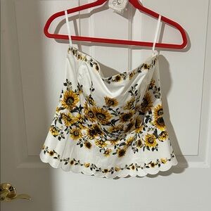 WHBM Floral Sunflower Print Peplum style Top